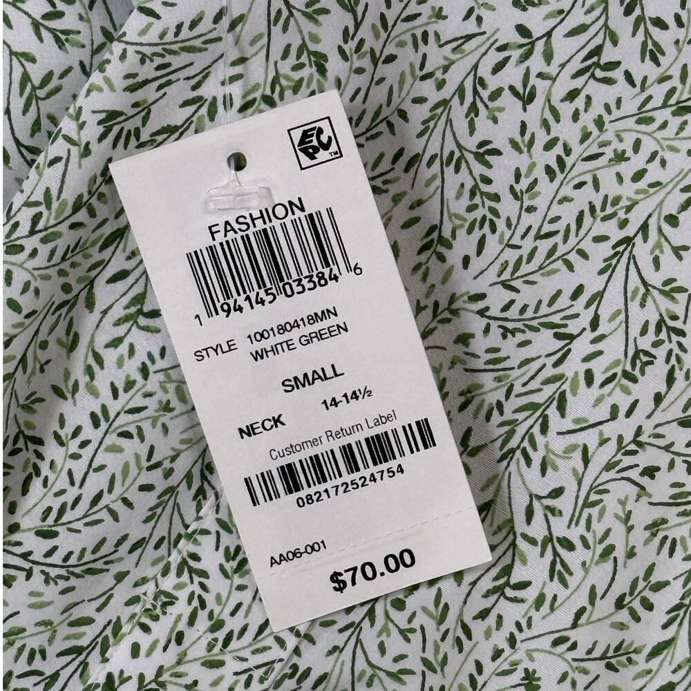Bar III Men's Slim-Fit Contrast Vine Dress Shirt, White Green small $70 - Picture 4 of 6